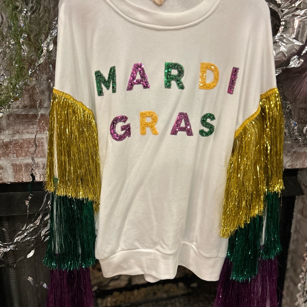 Mardi Gras Sequin Fringe Sweatshirt
